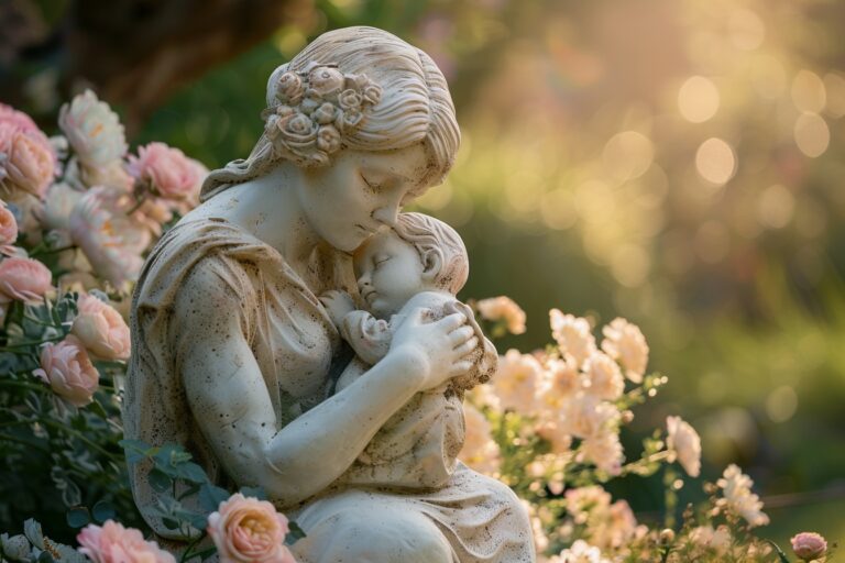 Bébé endormi avec ailes d'ange et cœur de pétales de roses pour la Journée mondiale de sensibilisation au deuil périnatal.