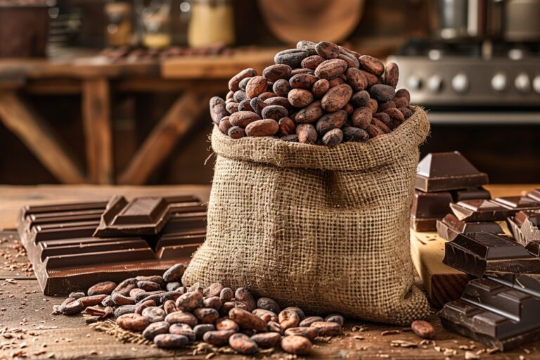 Récolte durable de cacao durant la journée mondiale du cacao : un champ de cacaoyers biologiques sous un soleil radieux